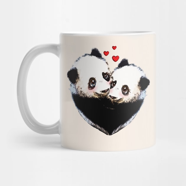 Panda in love, lovers couple cute by Collagedream